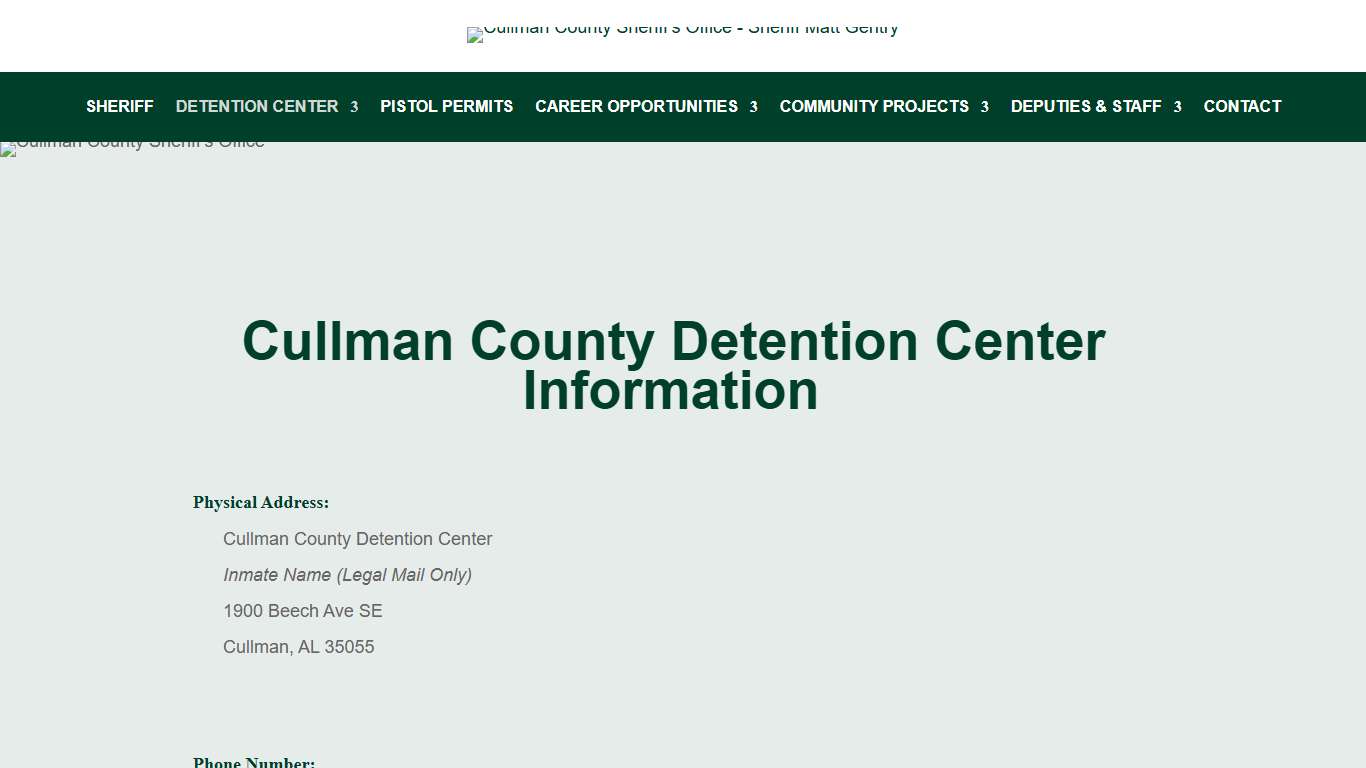 Detention Center Information | Cullman County Sheriff's Office