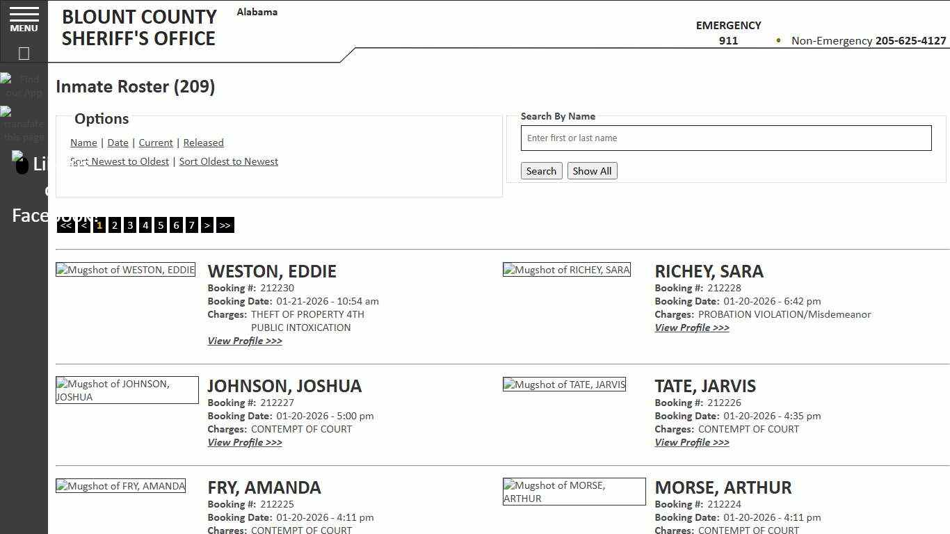 Inmate Roster - Current Inmates Booking Date Descending - Blount County Sheriff AL